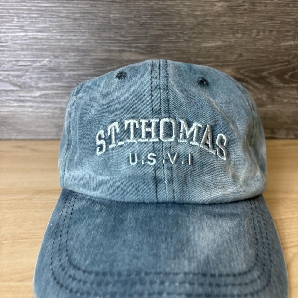 St. Thomas USVI Hat Cap Strap Back Blue Washed Iguana Jack's Souvenir Mens - Picture 2 of 9